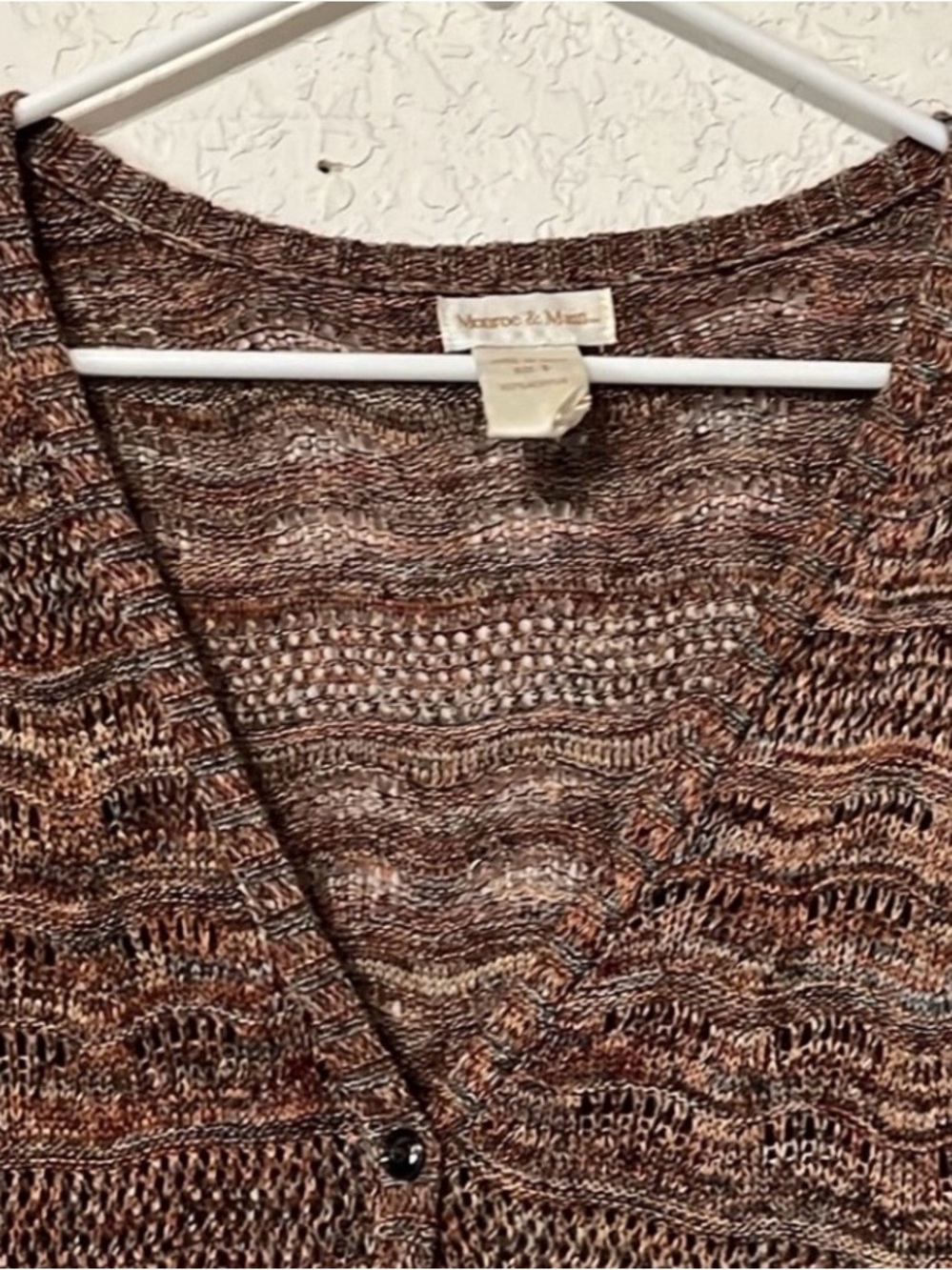 Monroe & Main Brown Women's Size S Open Knit Maxi Cardigan Duster Boho Earthy - Picture 8 of 11